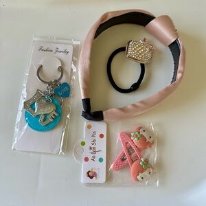 Kids Fashion Jewelry Set with Headbands and Keychains